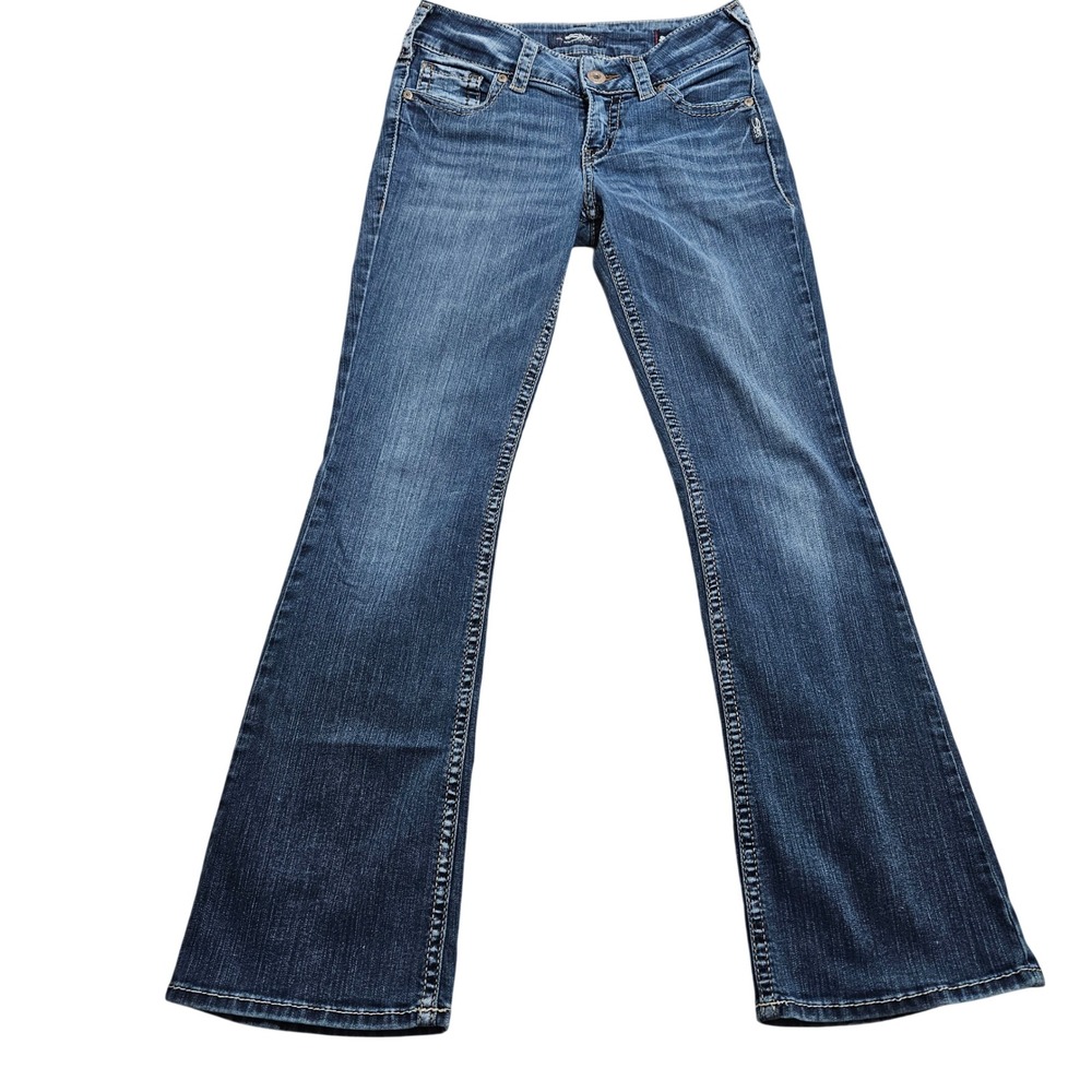 Silver Jeans Co. Suki Mid Boot Jeans W28 L31 Blue Super Stretch Flap Pocket